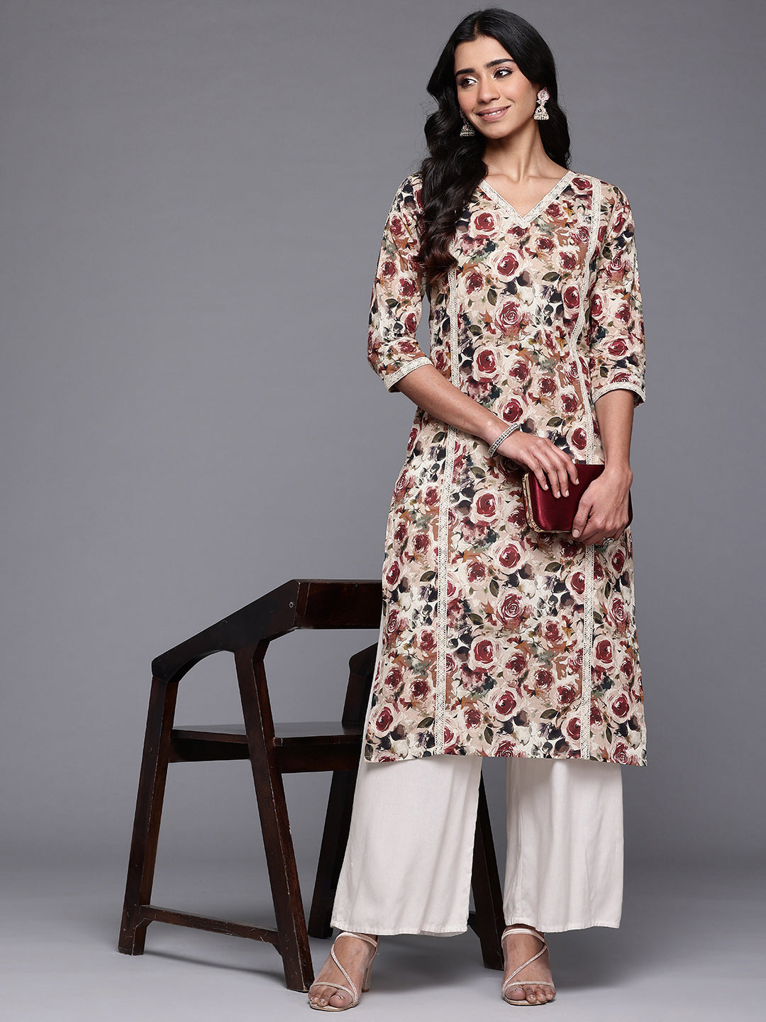 Ahalyaa Floral Printed Pure Cotton Kurta