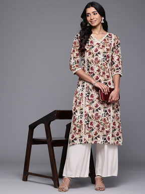 Ahalyaa Floral Printed Pure Cotton Kurta