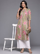 Ahalyaa Floral Printed Pure Cotton Gotta Patti Kurta