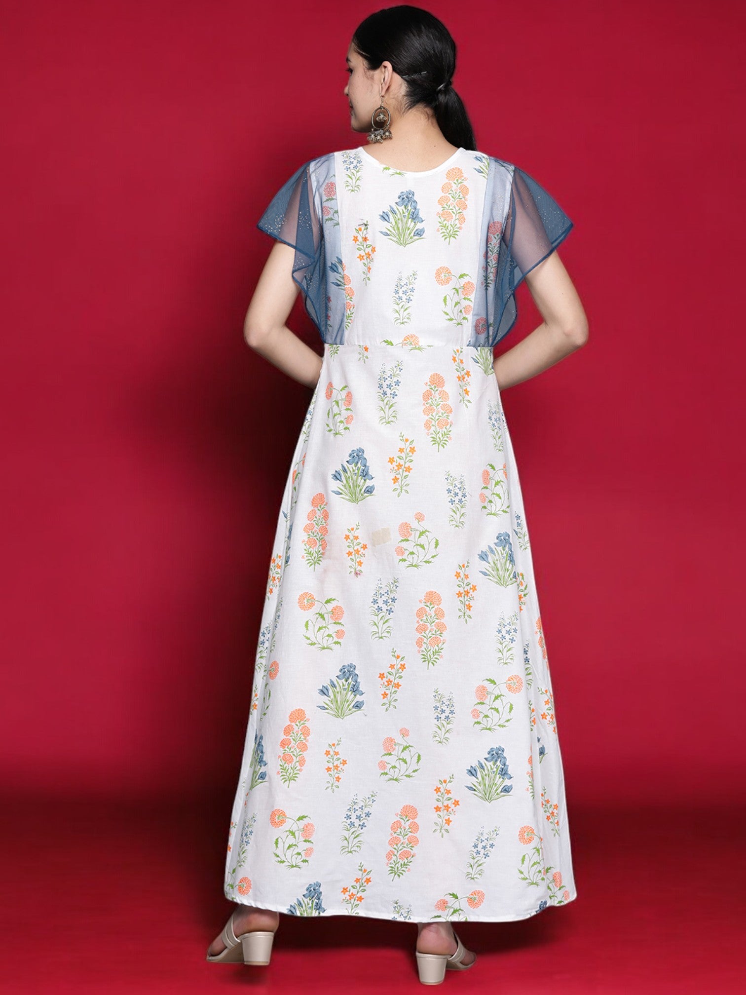 Ahalyaa Ethnic Motifs Printed Round Neck A-Line Kurta