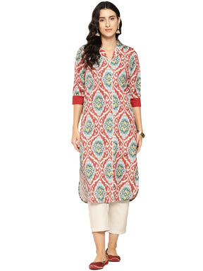 Ahalyaa Women Ethnic Motifs Printed Gotta Patti Crepe Kurta