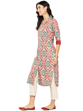 Ahalyaa Women Ethnic Motifs Printed Gotta Patti Crepe Kurta