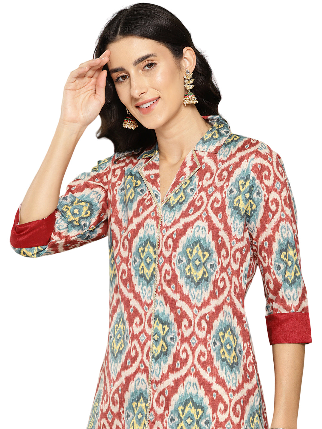 Ahalyaa Women Ethnic Motifs Printed Gotta Patti Crepe Kurta