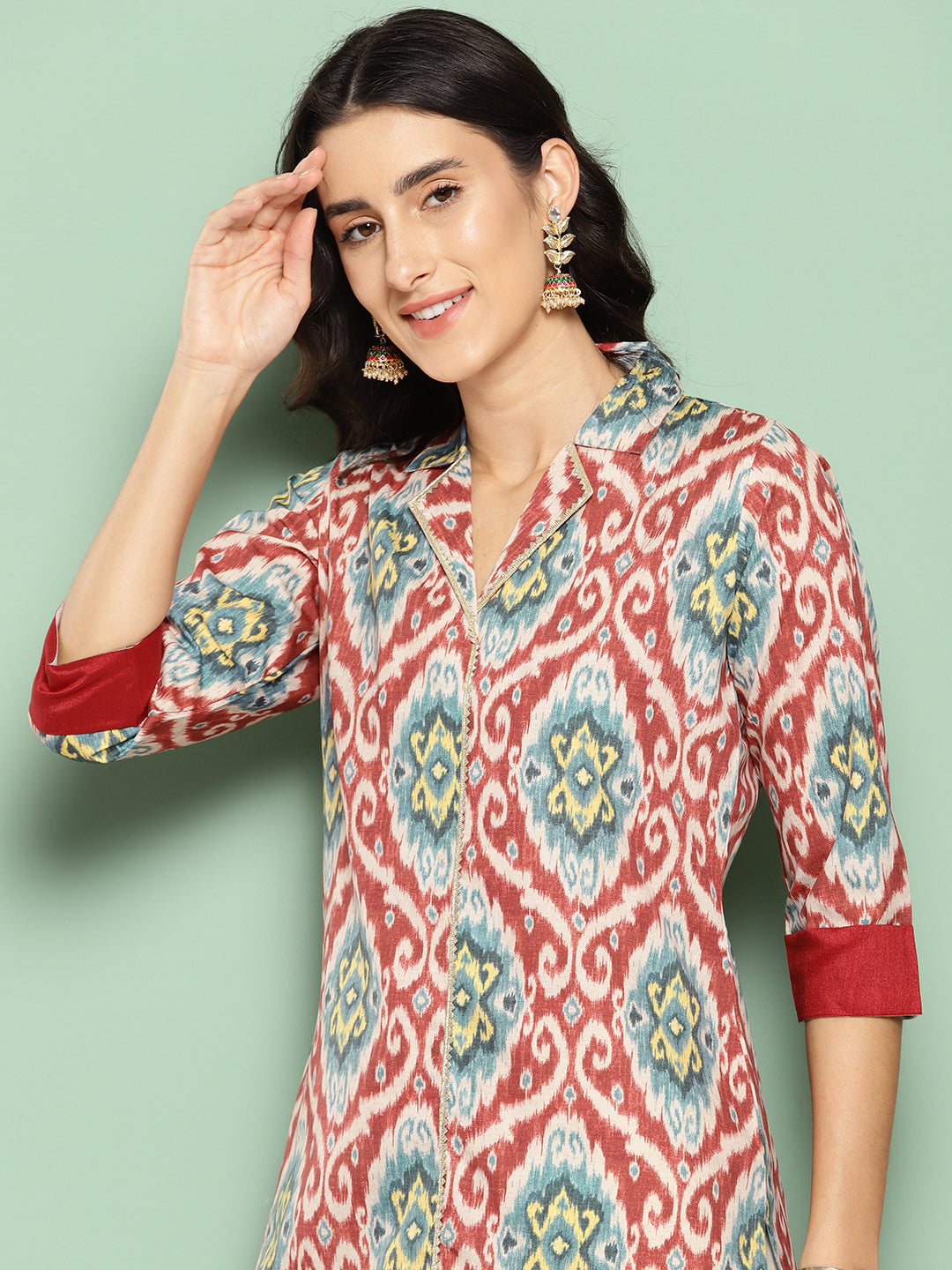 Ahalyaa Women Ethnic Motifs Printed Gotta Patti Crepe Kurta