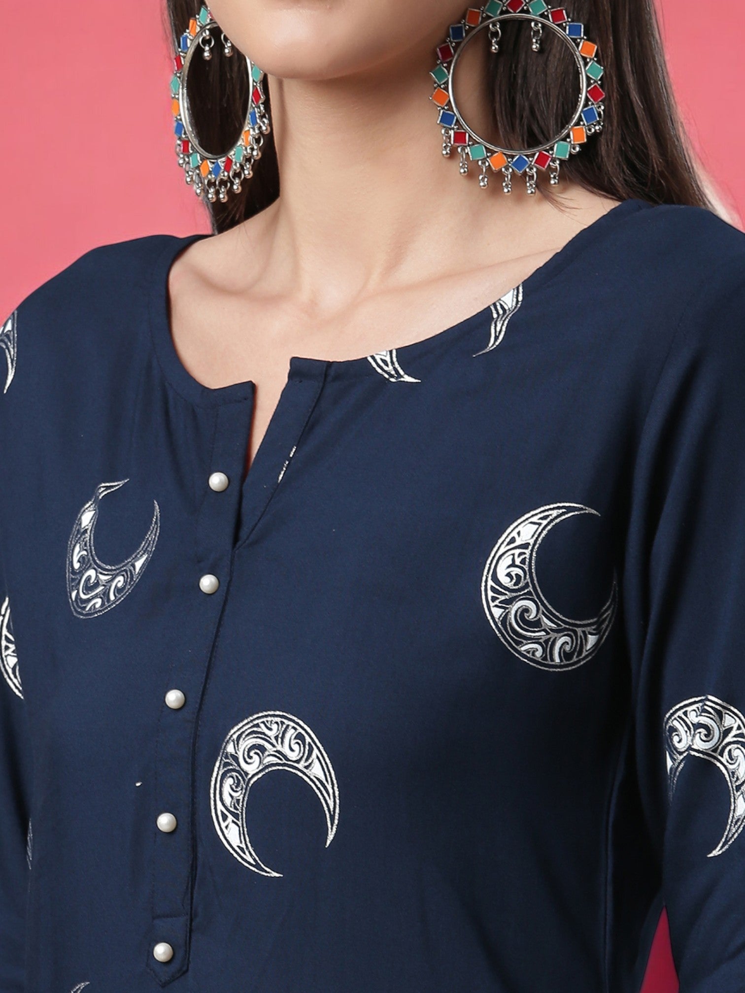 Ahalyaa Women Ethnic Motifs Printed Regular Gotta Patti Kurta with Trousers & With Dupatta