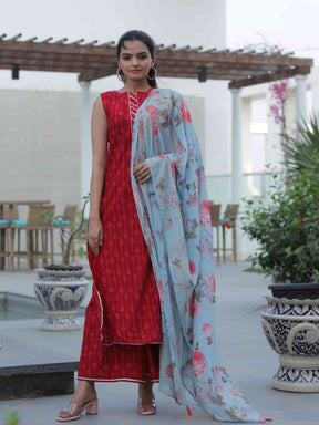 Ahalyaa Women Ethnic Motifs Printed Regular Gotta Patti Kurta with Palazzos & With Dupatta