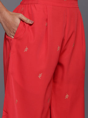 Floral Printed Gotta Patti Kurta With Palazzos & Dupatta