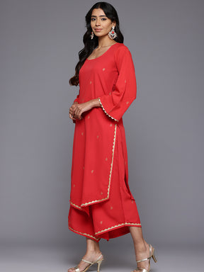 Floral Printed Gotta Patti Kurta With Palazzos & Dupatta