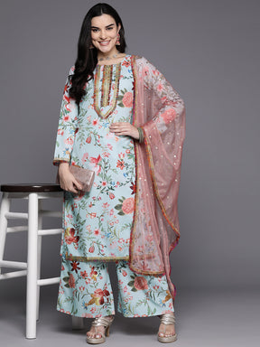 Women Floral Printed Regular Kurta with Palazzos & With Dupatta