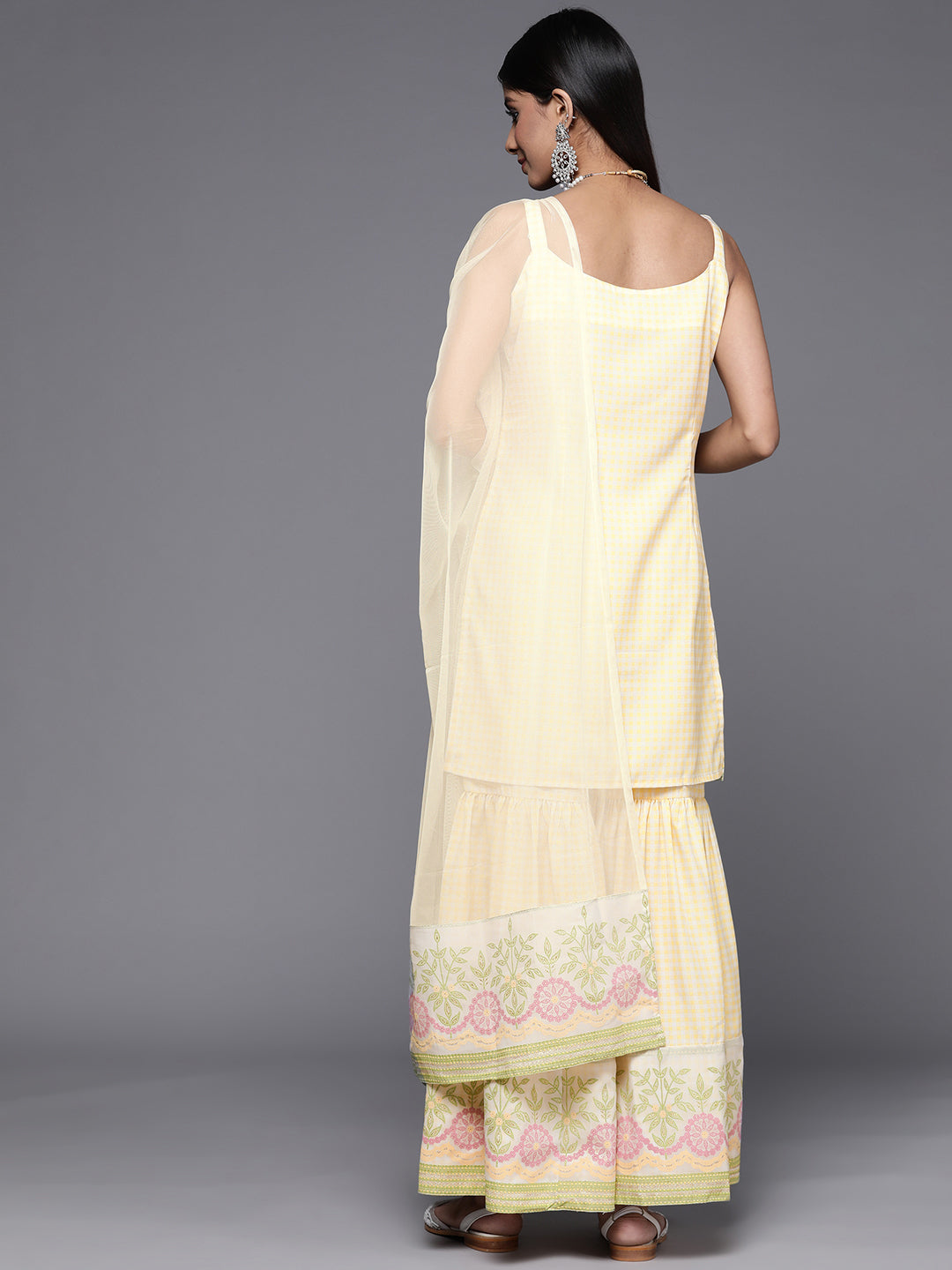 Ahalyaa Women Yellow Kurta with Sharara & With Dupatta