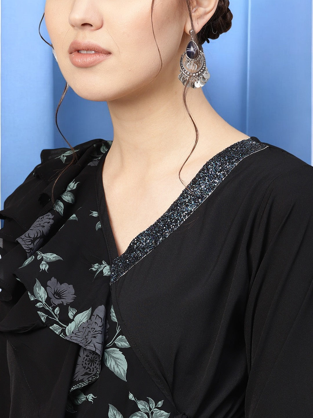 Black A-Line Georgette Kurta