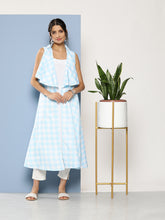 Ahalyaa Women Blue & White Checked Kurta