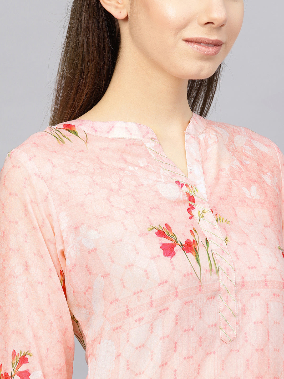 Printed Floral Muslin Straight Kurta For Women