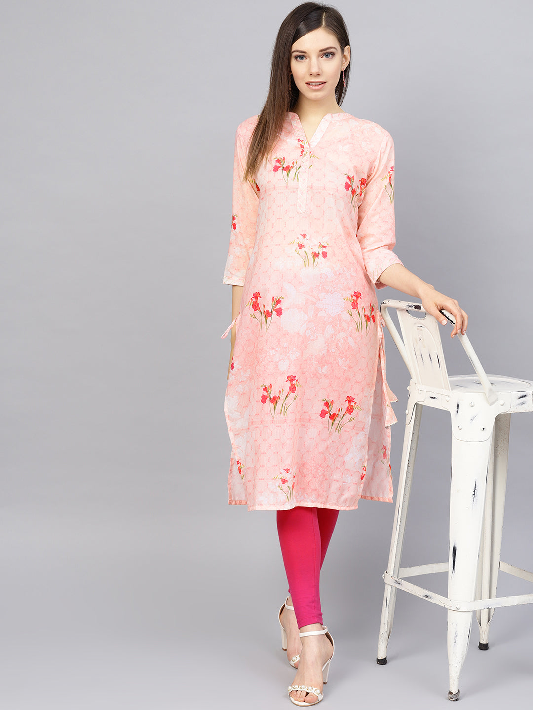 Printed Floral Muslin Straight Kurta For Women