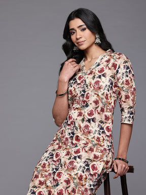 Ahalyaa Floral Printed Gotta Patti Pure Cotton Kurta with Trousers