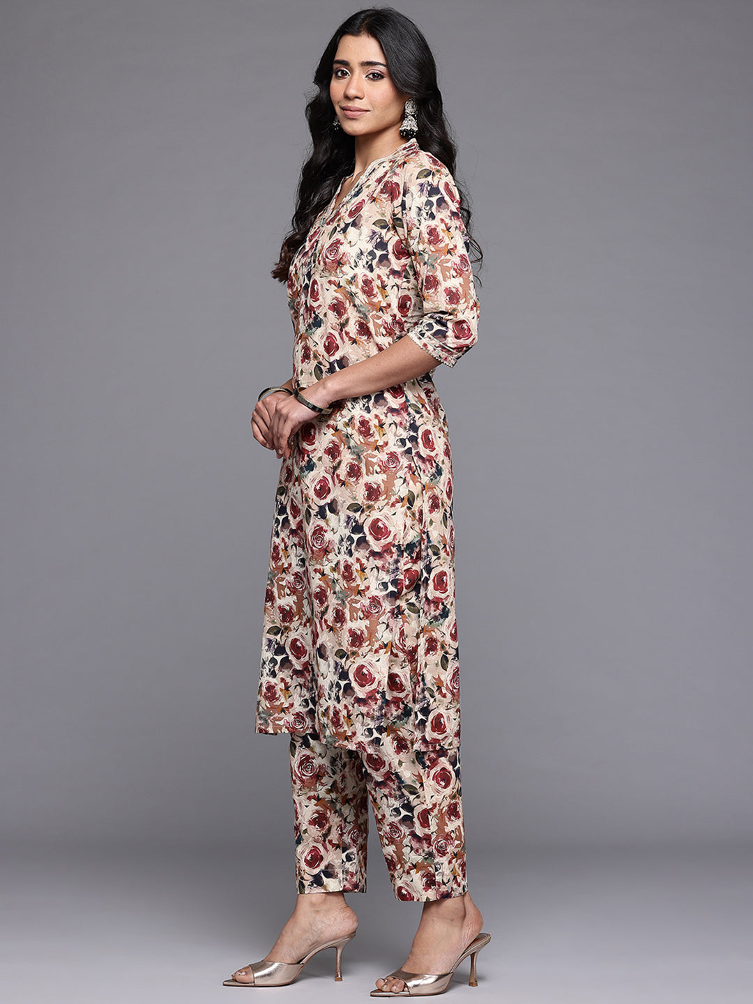 Ahalyaa Floral Printed Gotta Patti Pure Cotton Kurta with Trousers