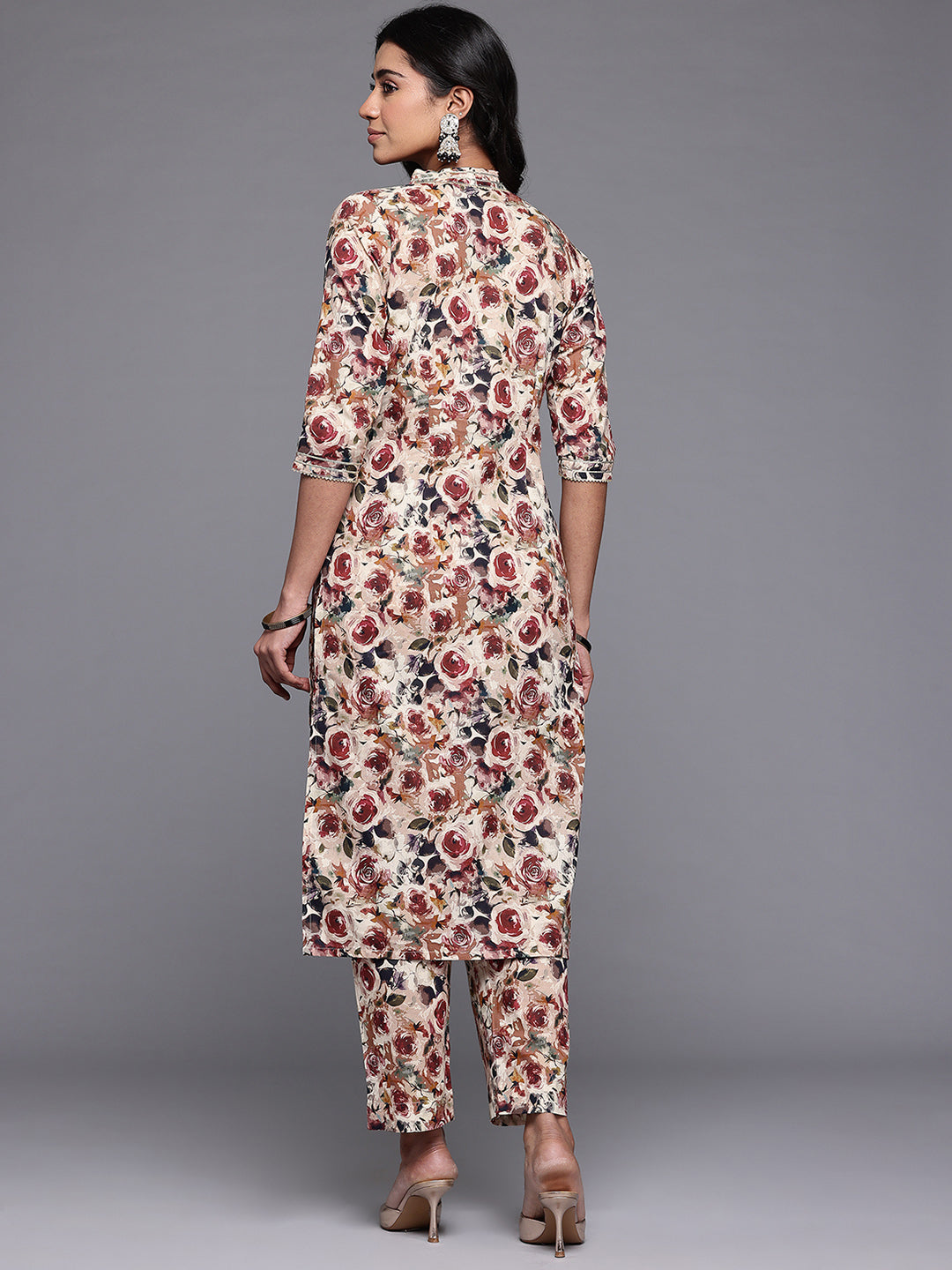 Ahalyaa Floral Printed Gotta Patti Pure Cotton Kurta with Trousers