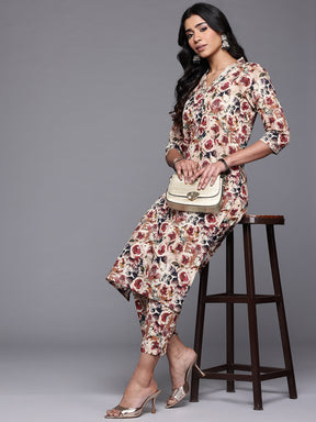 Ahalyaa Floral Printed Gotta Patti Pure Cotton Kurta with Trousers