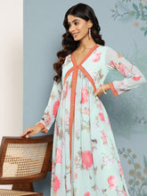 Ahalyaa Floral Printed Empire Kurta With Trousers