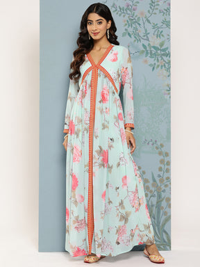 Ahalyaa Floral Printed Empire Kurta With Trousers