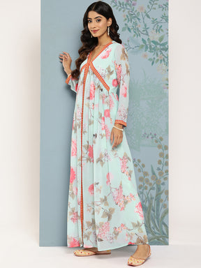 Ahalyaa Floral Printed Empire Kurta With Trousers