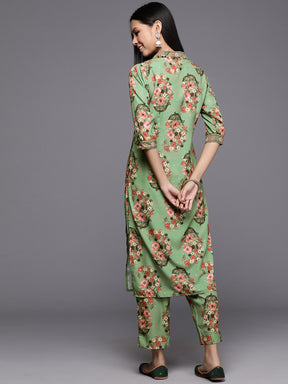 Ahalyaa Women Floral Printed Regular Kurta with Trousers