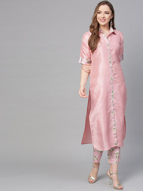 Digital Print Straight Poly Silk Kurta With Digital Print Pant