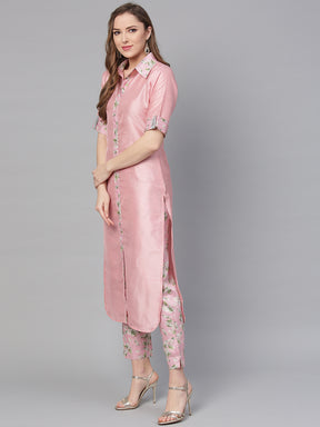 Digital Print Straight Poly Silk Kurta With Digital Print Pant