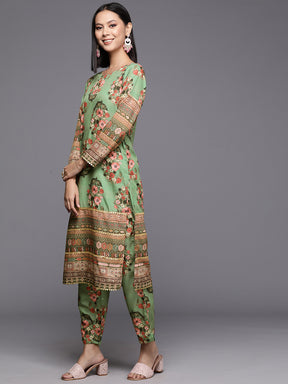 Ahalyaa Women Floral Printed Regular Kurta with Trousers & With Dupatta