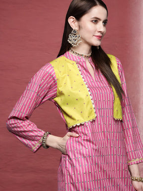 Pink Gotta Patti Velvet Kurta with Palazzos