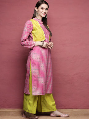 Pink Gotta Patti Velvet Kurta with Palazzos