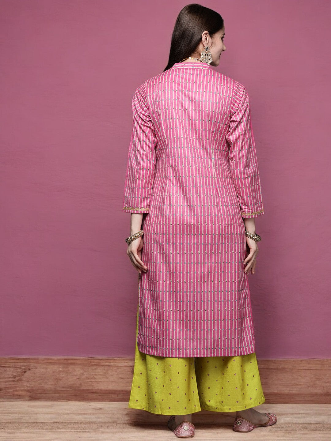 Pink Gotta Patti Velvet Kurta with Palazzos