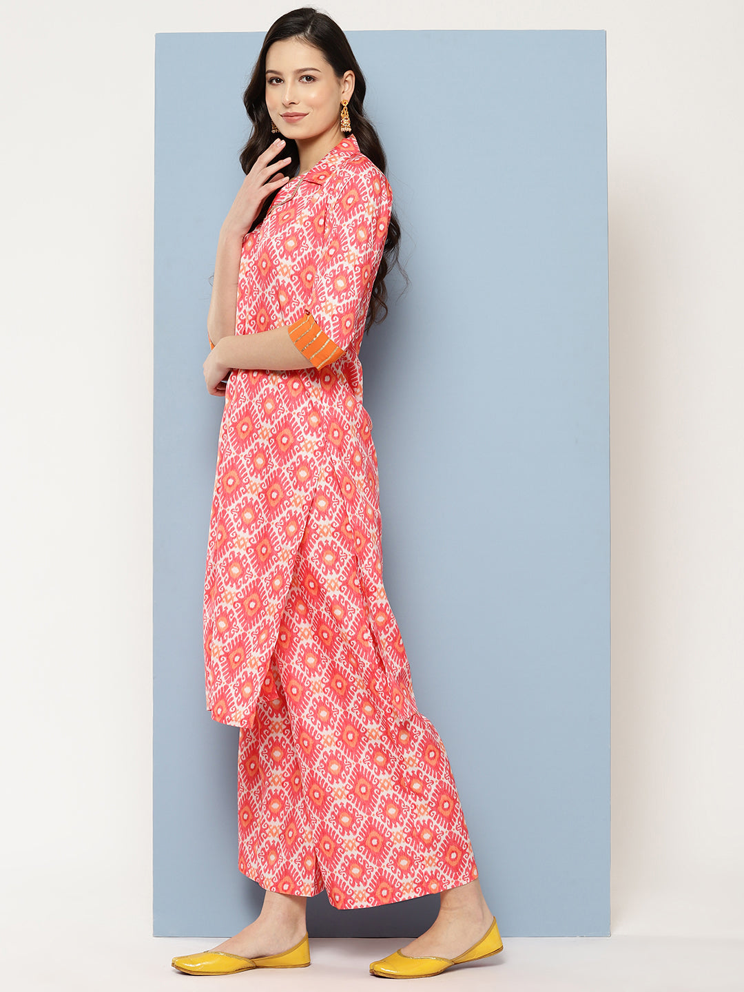 Ahalyaa Women Ethnic Motifs Printed Regular Gotta Patti Kurta with Palazzos