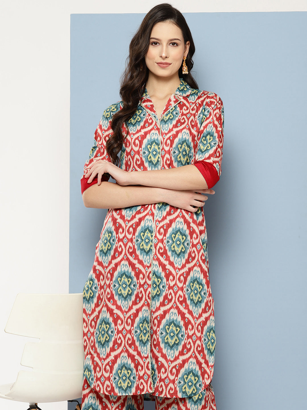 Ahalyaa Women Ethnic Motifs Printed Regular Gotta Patti Kurta with Palazzos