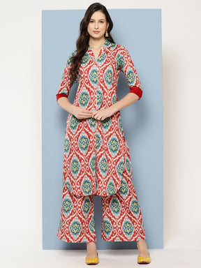 Ahalyaa Women Ethnic Motifs Printed Regular Gotta Patti Kurta with Palazzos