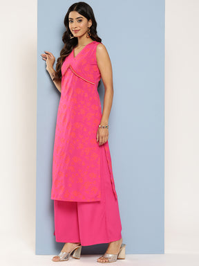 Ahalyaa Floral Printed Empire Gotta Patti Kurta With Palazzos