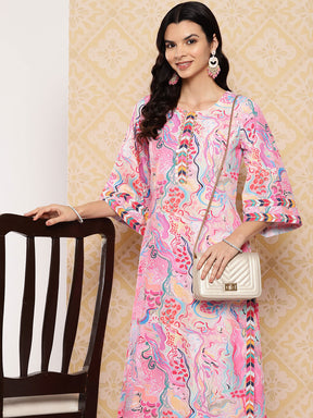 Ahalyaa Women Abstract Printed Regular Gotta Patti Kurta with Palazzos