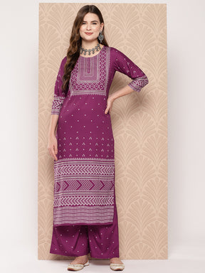 Ahalyaa Women Bandhani Printed Regular Gotta Patti Kurta with Palazzos