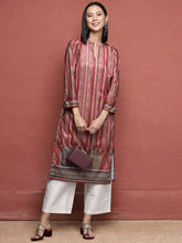 Maroon Striped Gotta Patti Velvet Kurta