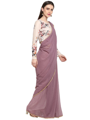 Ahalyaa Women's Mauve Butta Georgette Ready to Wear Saree