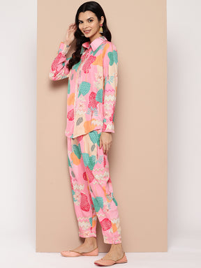 Ahalyaa Women Printed Shit & Trousers Co-Ords Set