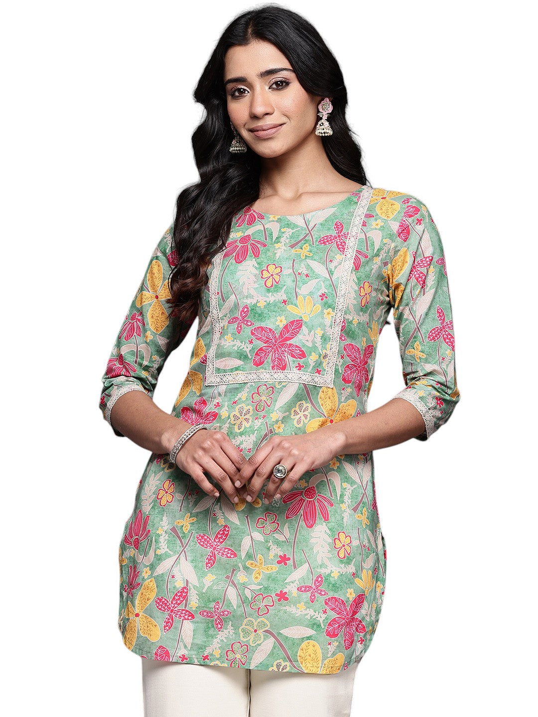 Ahalyaa Floral Printed Pure Cotton Tunic