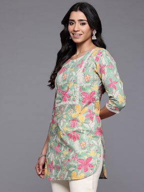 Ahalyaa Floral Printed Pure Cotton Tunic