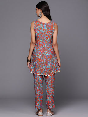 Ahalyaa Women Printed Tunic & Trousers with Gotta Patti Details