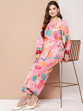 Ahalyaa Women Printed Tunic & Palazzos Co-Ords Set