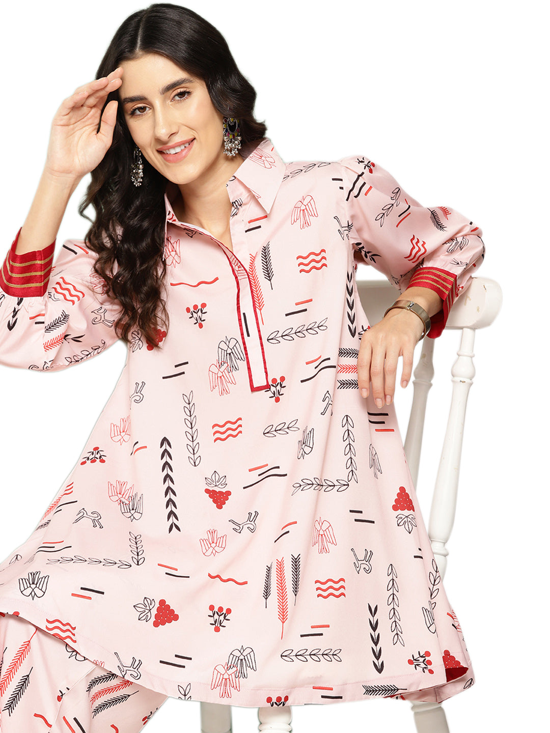 Ahalyaa Women Printed Ethnic Tunic with Palazzos