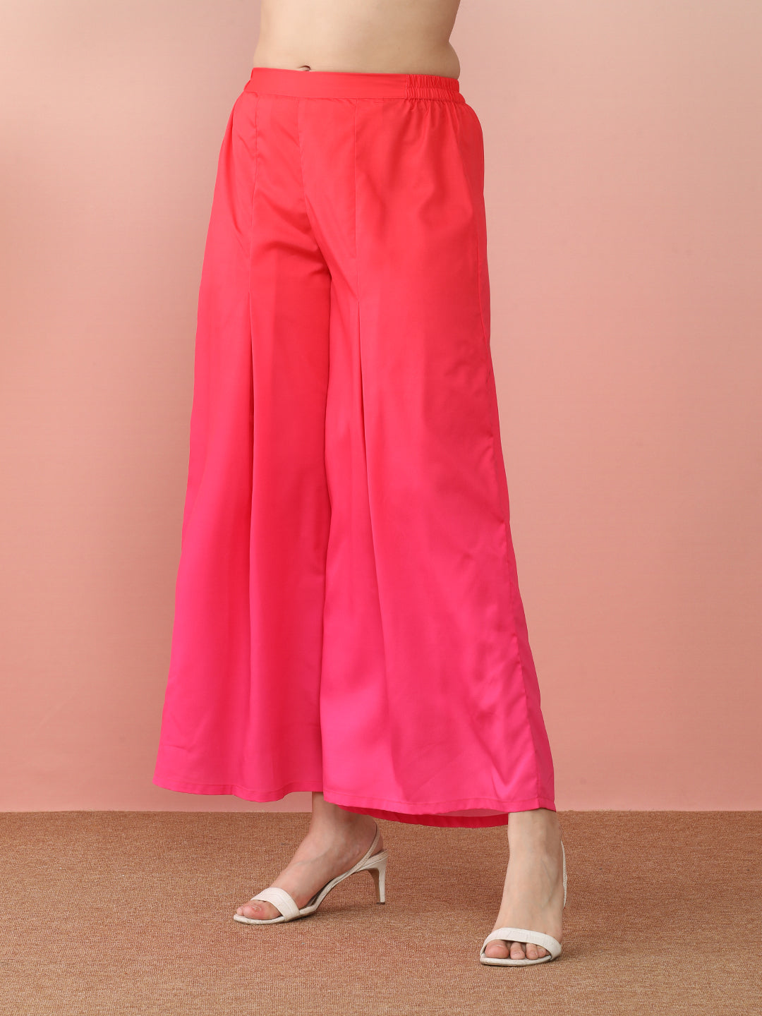 Pink Round Neck Tunic With Palazzo