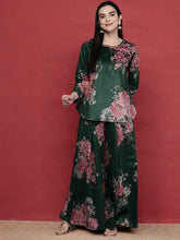 Women Floral Printed Velvet Tunic with Palazzos