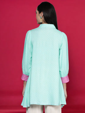 Ahalyaa Shirt Collar Printed Tunic