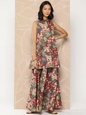 Ahalyaa Printed Crepe Tunic With Skirt